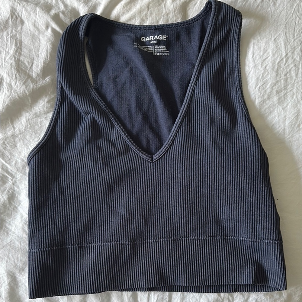 Garage Women's Deep Blue Ribbed Tank Top